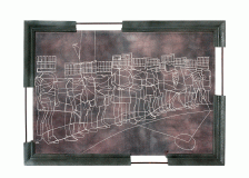 Crisis, 90X110 cm, thread on textile, 2016